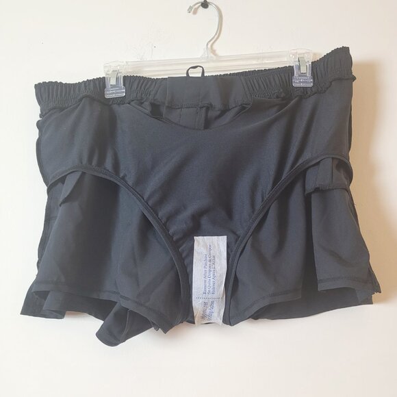 Bal Harbour Swim Shorts Women's 1X black Taslan plus sport gym brief tie pockets - Picture 12 of 16